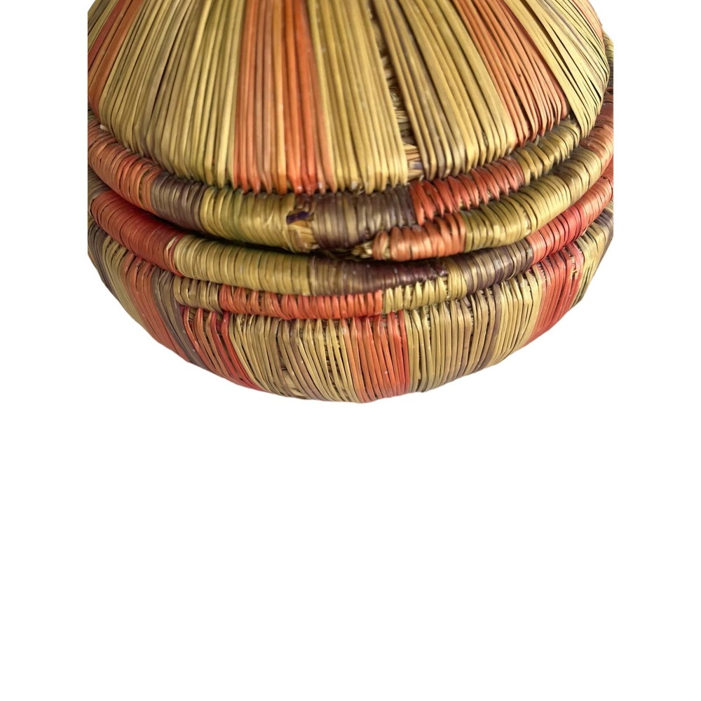 Ethiopian Style Coiled Tana Basket with Lid has Sun Damage